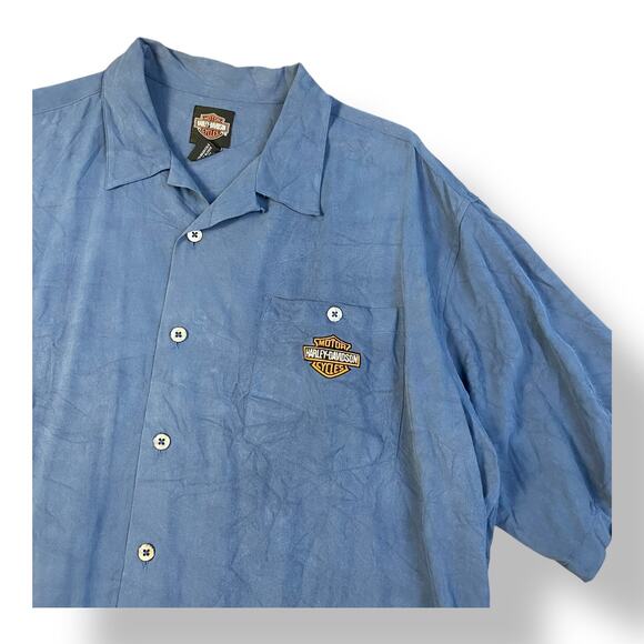 Harley Davidson Silk Pacific Honolulu Hawaii Shirt Men’s Size‎ XL Blue - Picture 3 of 10